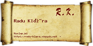 Radu Klára névjegykártya